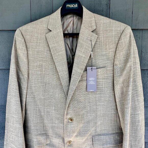 Michael Kors 42Reg Men's Modern-Fit Plaid Sport Coat Color Tan NWT - Picture 1 of 6